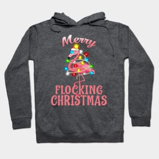 Merry Flocking Christmas Santa Flamingo Xmas Hoodie